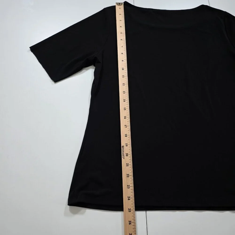 Tahari Top Womens L Black SS Studs Stretch Whimsigoth Office Mature Logo Capsule - Picture 7 of 16